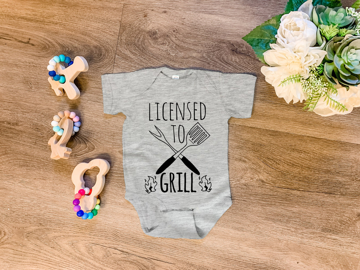 Licensed To Grill - Onesie - Heather Gray, Chill, or Lavender