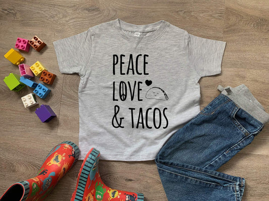 Peace Love & Tacos - Toddler Tee - Heather Gray