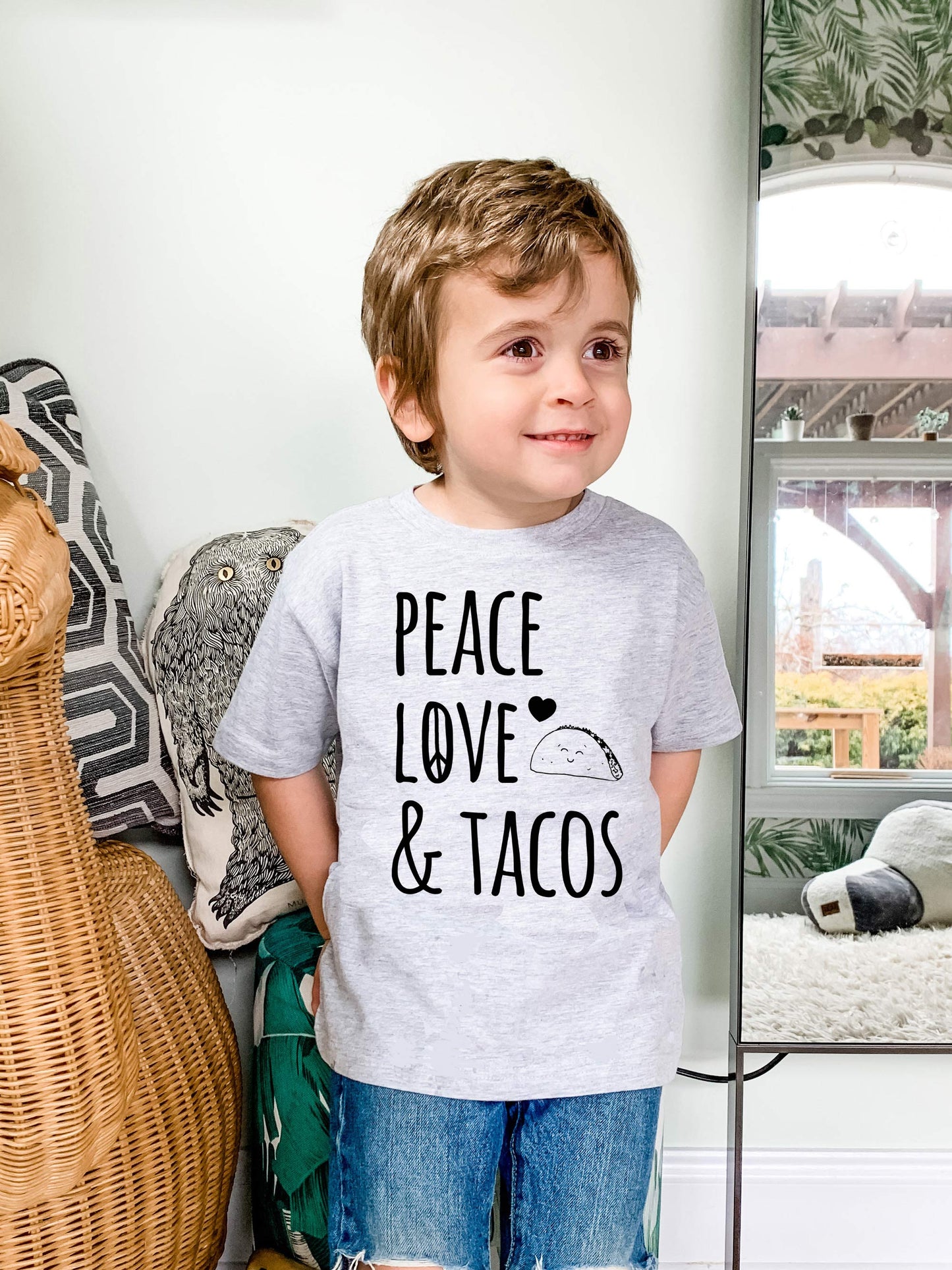 Peace Love & Tacos - Toddler Tee - Heather Gray