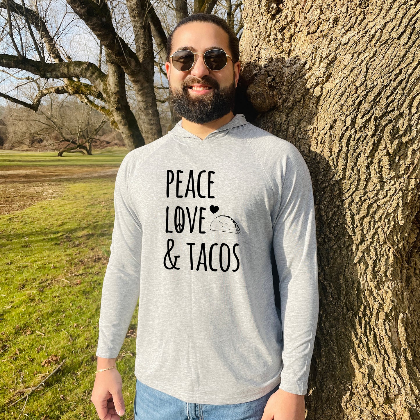 Peace Love & Tacos - Unisex T-Shirt Hoodie - Heather Gray
