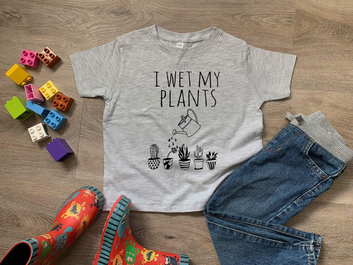 I Wet My Plants - Toddler Tee - Heather Gray