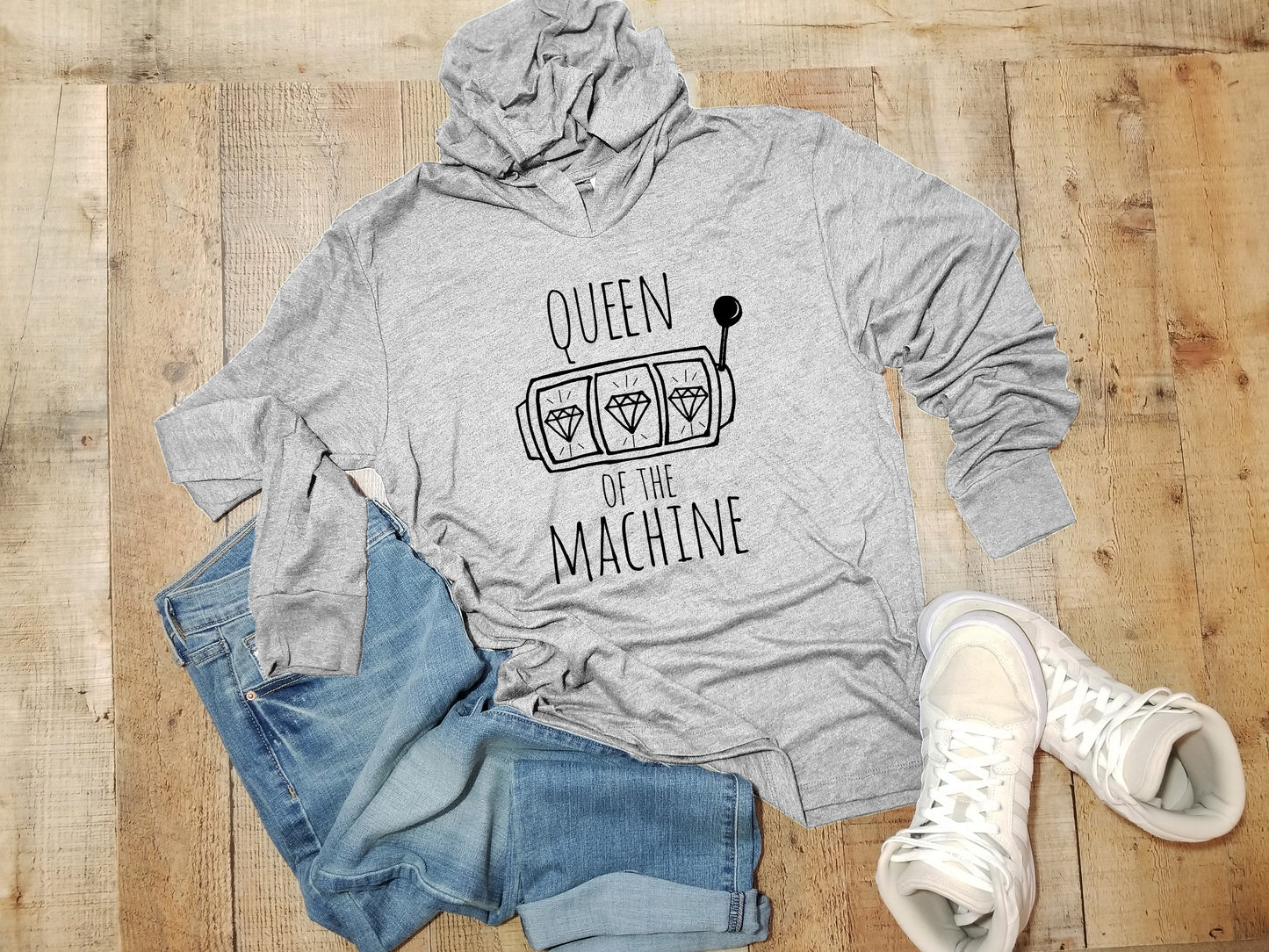 Queen of the Machine - Unisex T-Shirt Hoodie - Heather Gray