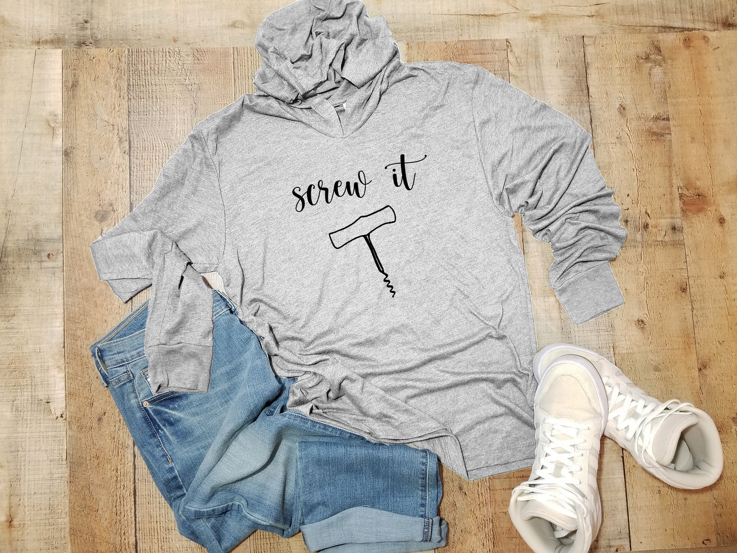 Screw It - Unisex T-Shirt Hoodie - Heather Gray