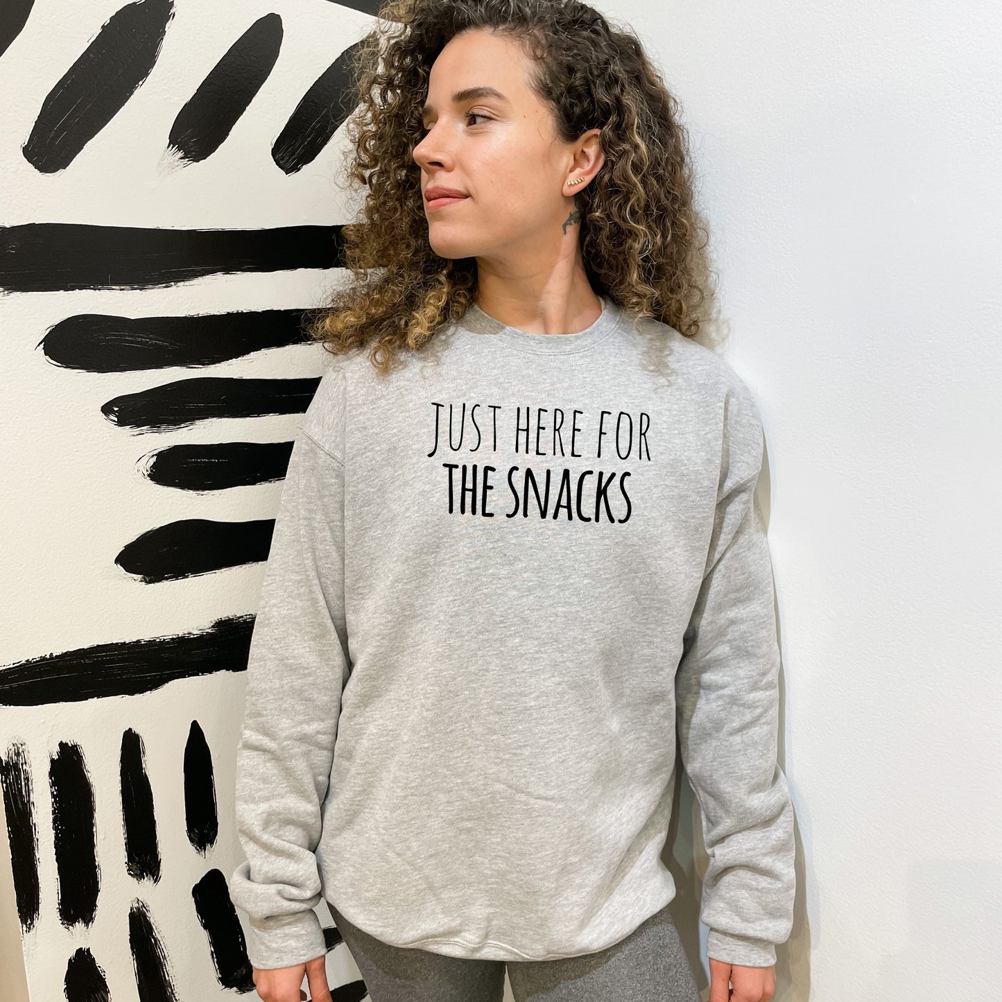 Just Here For The Snacks - Unisex Sweatshirt - Heather Gray or Dusty Blue