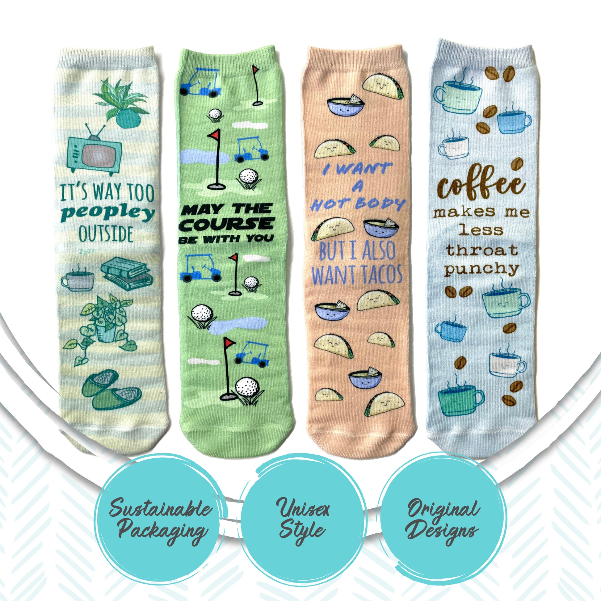 Coffee Makes Me Less Throat Punchy - Novelty Socks - MoonlightMakers