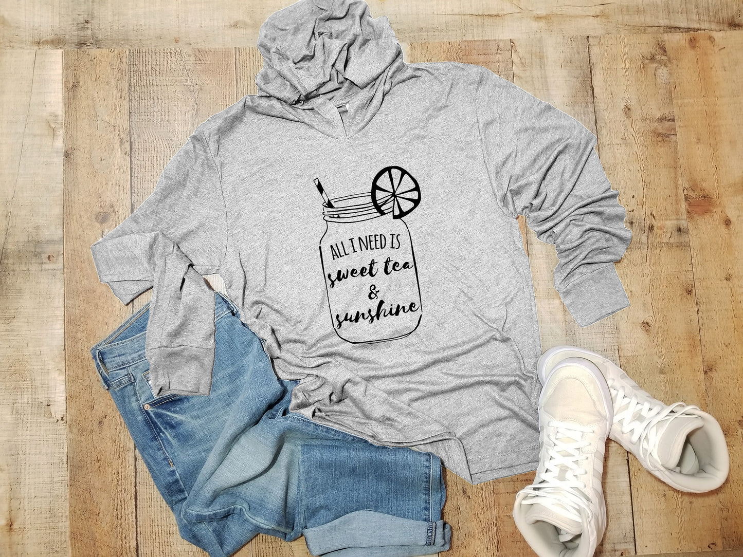 Sweet Tea & Sunshine - Unisex T-Shirt Hoodie - Heather Gray