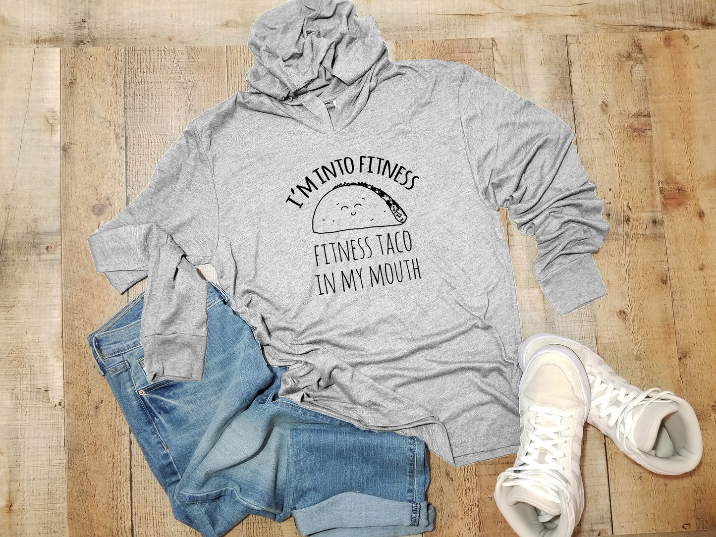 I'm Into Fitness, Fitness Taco In My Mouth - Unisex T-Shirt Hoodie - Heather Gray