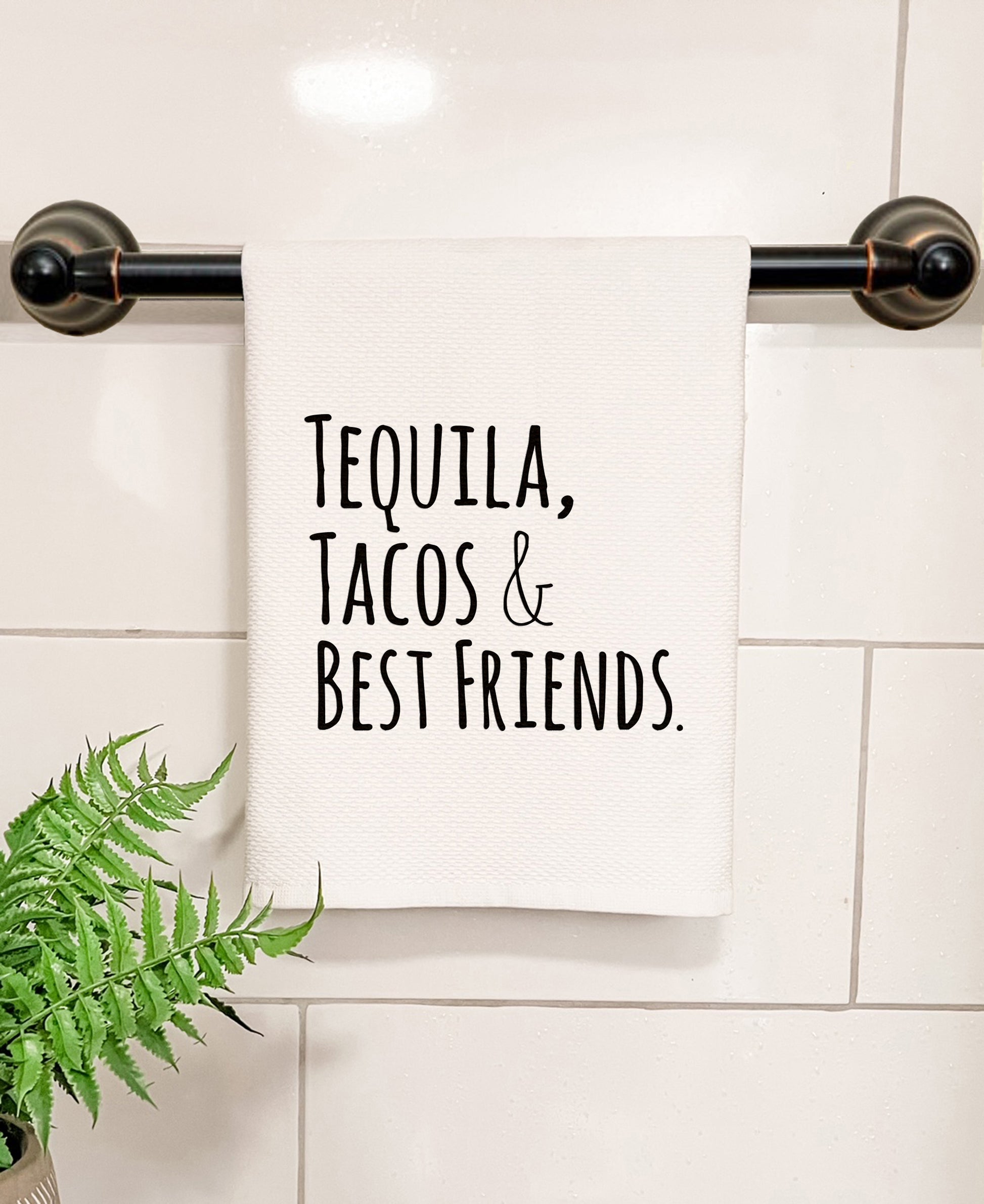Tequila, Tacos & Best Friends - Kitchen/Bathroom Hand Towel (Waffle Weave) - MoonlightMakers