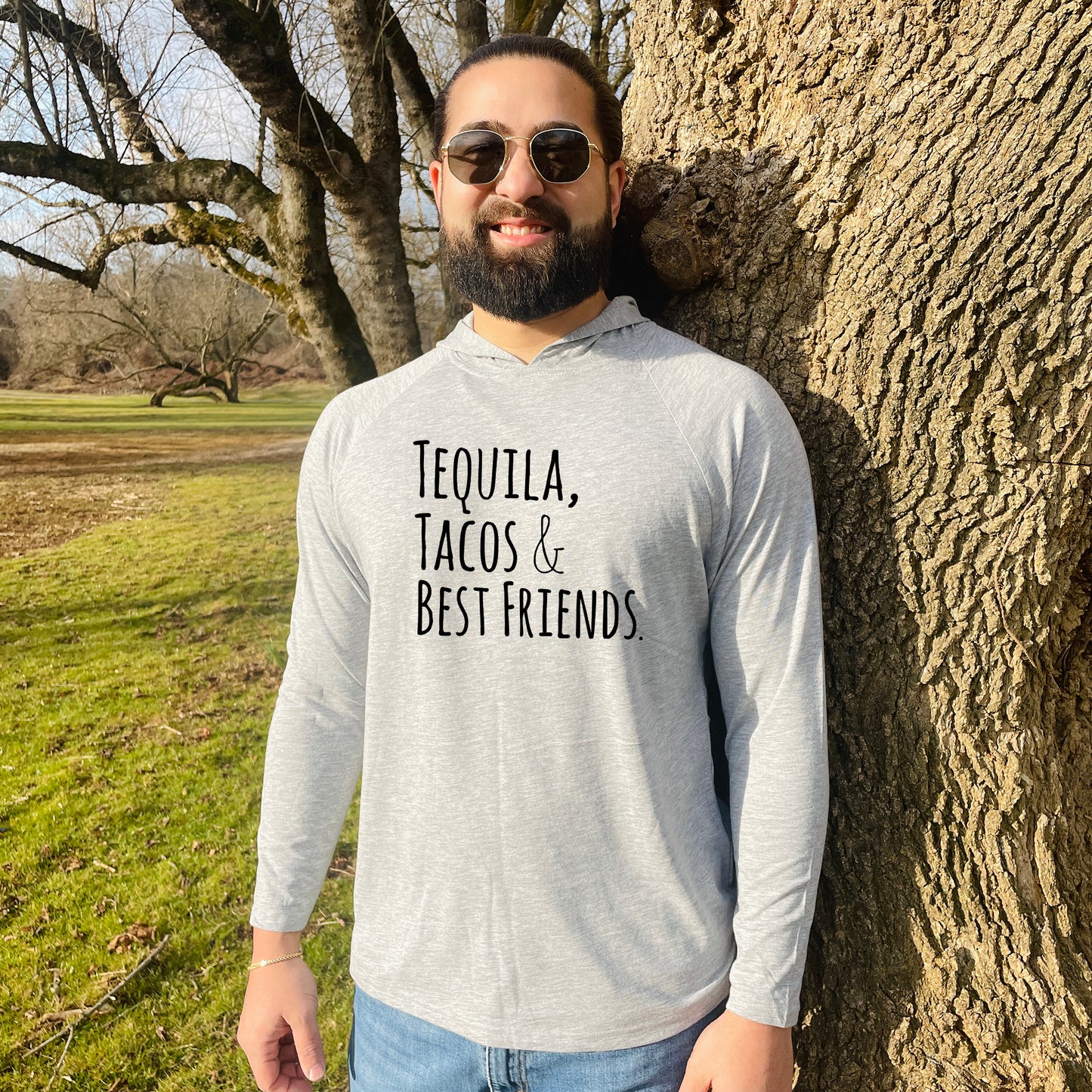 Tequila, Tacos, & Best Friends - Unisex T-Shirt Hoodie - Heather Gray