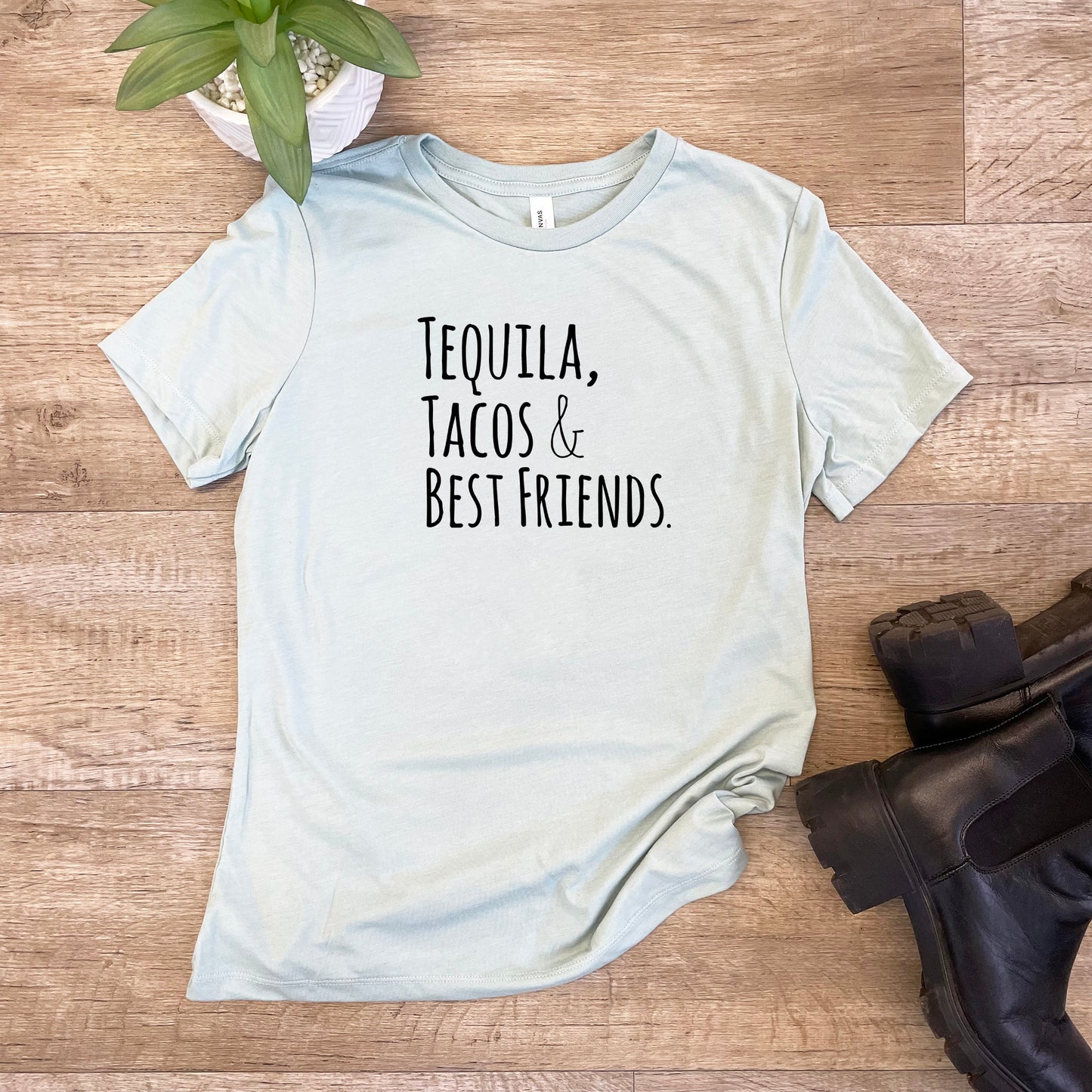Tequila, Tacos, & Best Friends - Women's Crew Tee - Olive or Dusty Blue