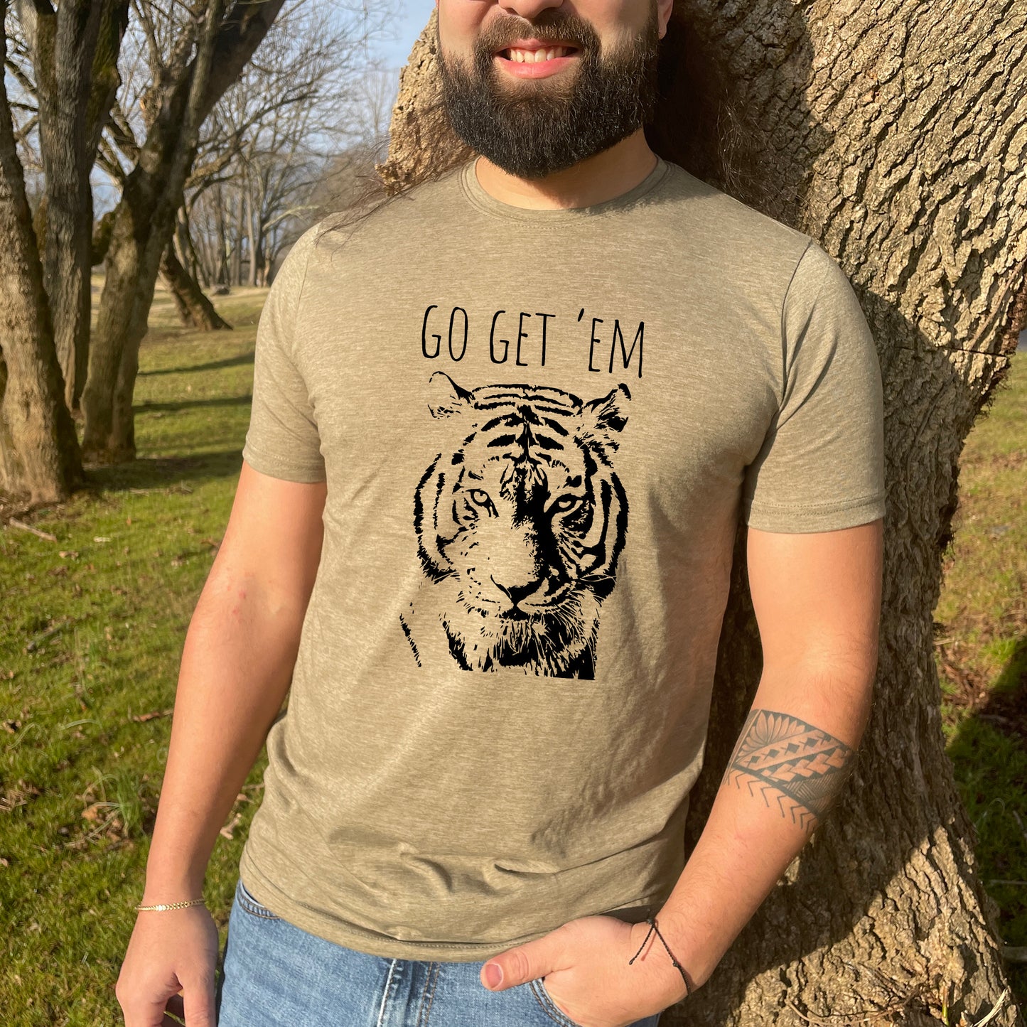 Go Get 'Em (Tiger) - Men's / Unisex Tee - Stonewash Blue or Sage