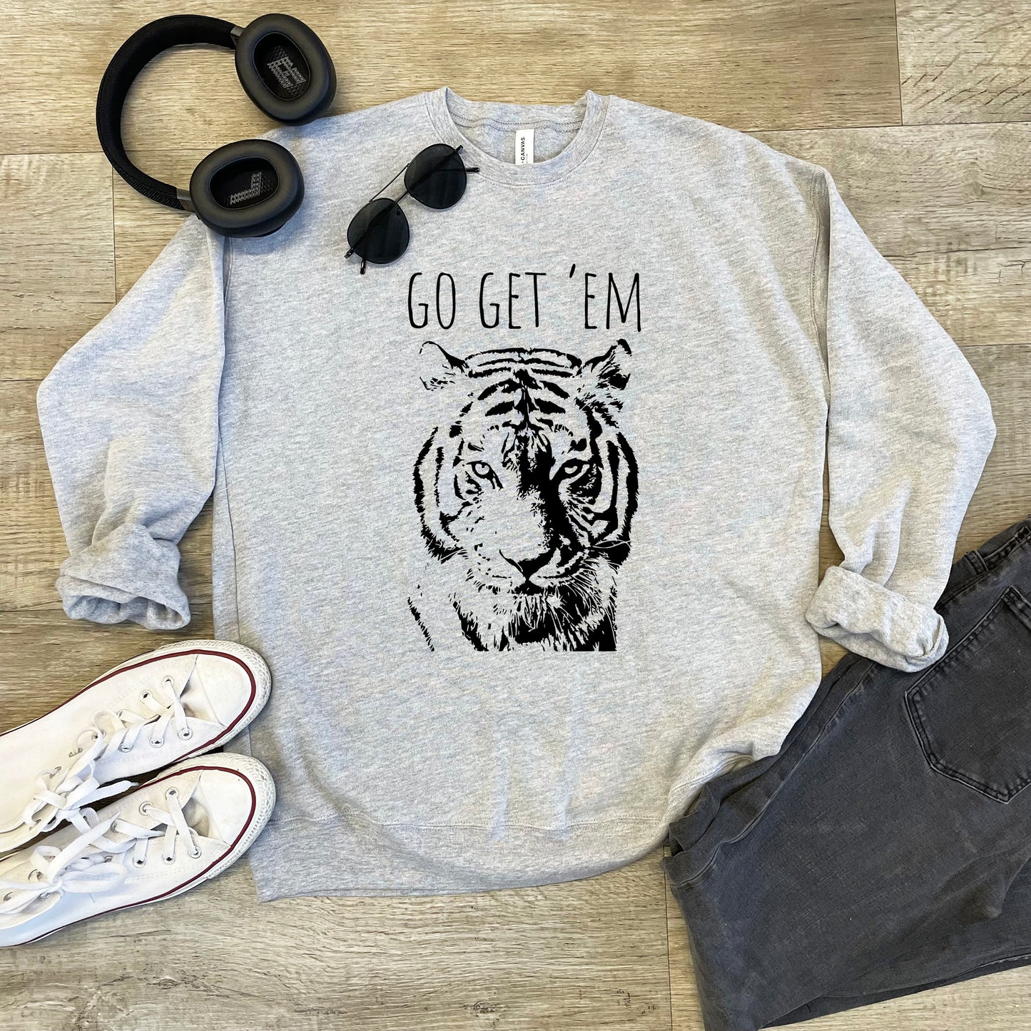 Go Get 'Em (Tiger) - Unisex Sweatshirt - Heather Gray or Dusty Blue