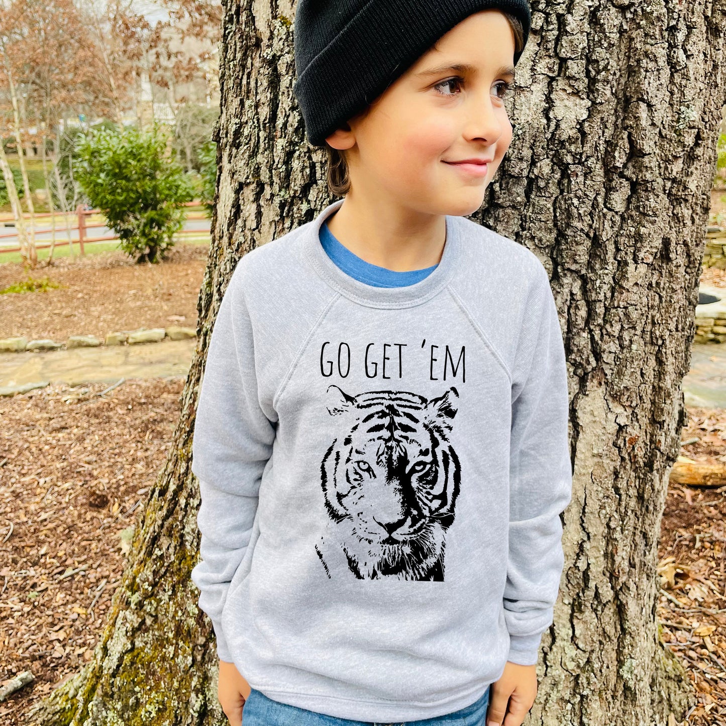 Go Get 'Em (Tiger) - Kid's Sweatshirt - Heather Gray or Mauve