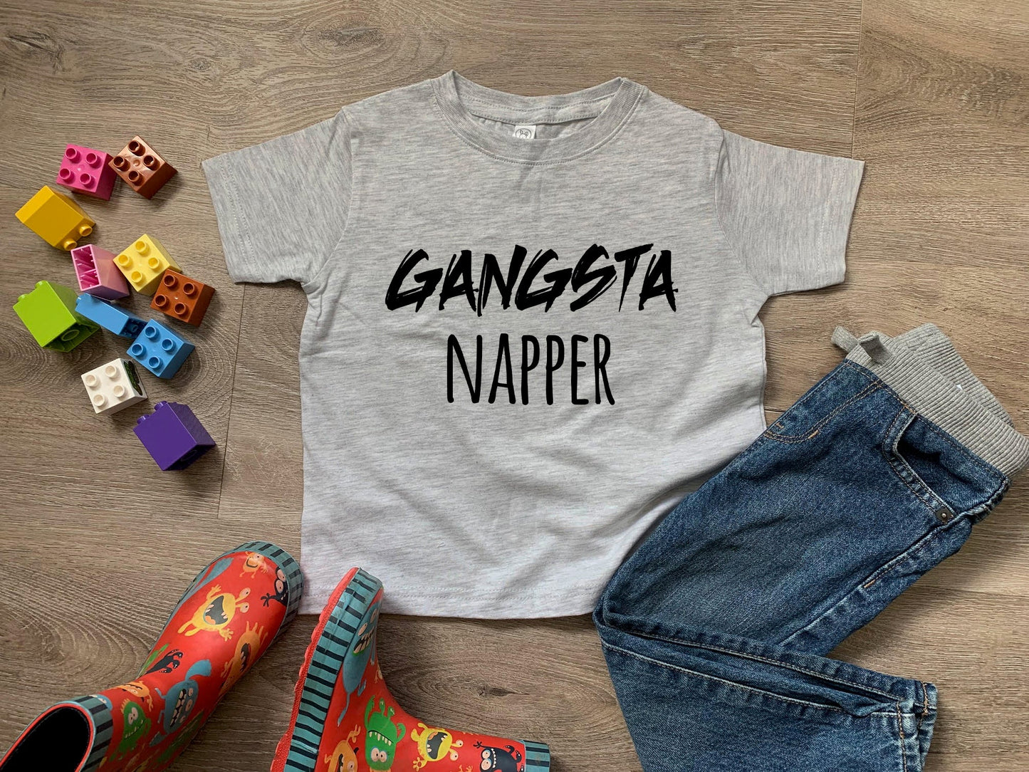 Gangsta Napper - Toddler Tee - Heather Gray