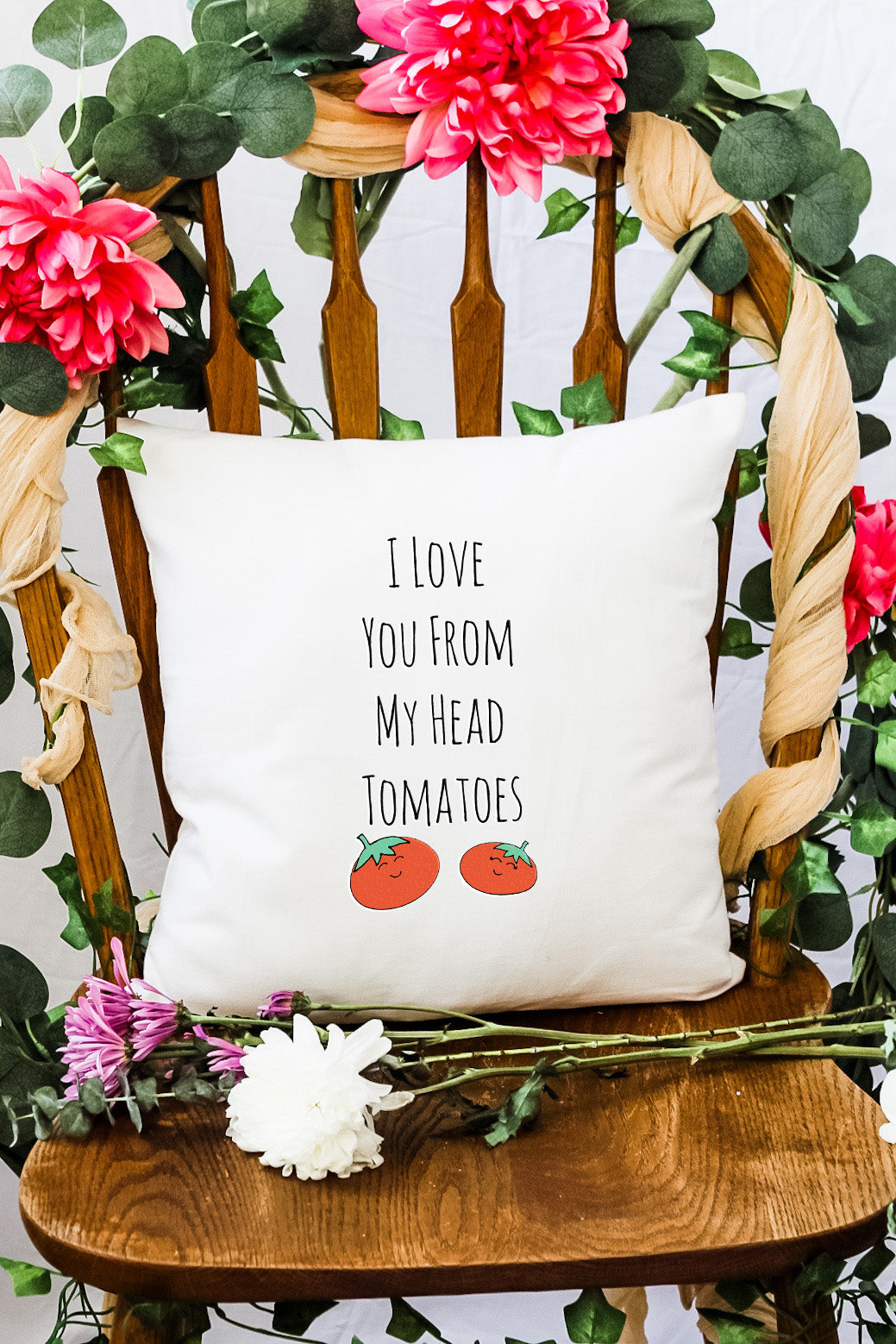 I Love You From My Head Tomatoes - Decorative Throw Pillow - MoonlightMakers