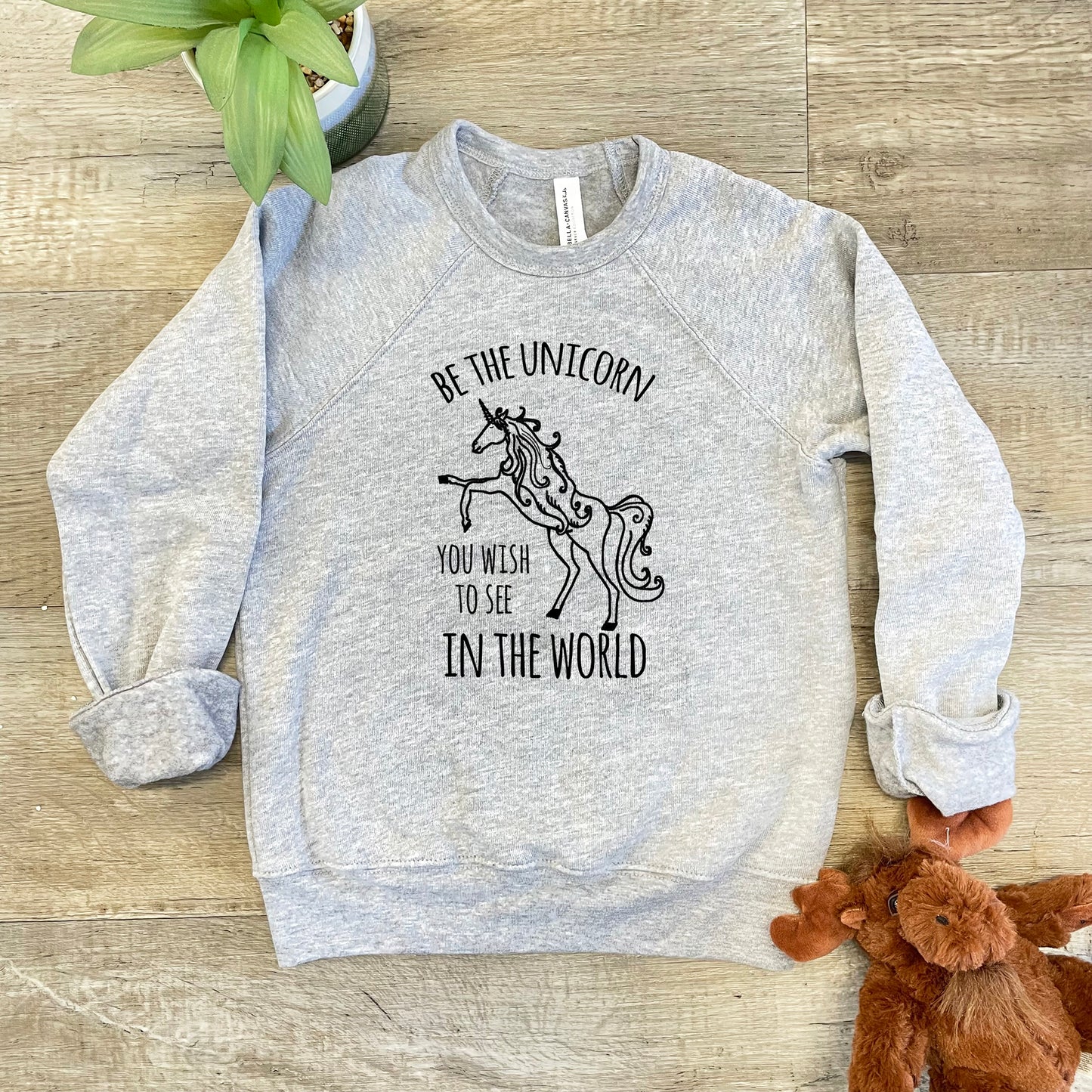 Be The Unicorn You Wish To See In The World - Kid's Sweatshirt - Heather Gray or Mauve
