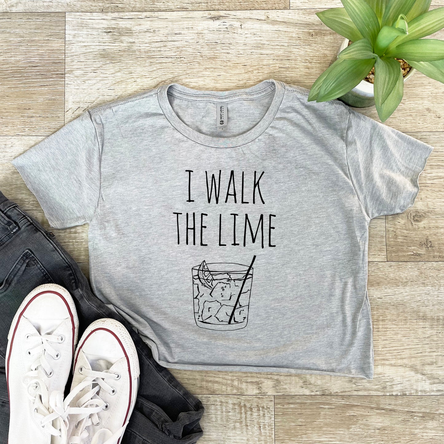 I Walk The Lime - Women's Crop Tee - Heather Gray or Gold