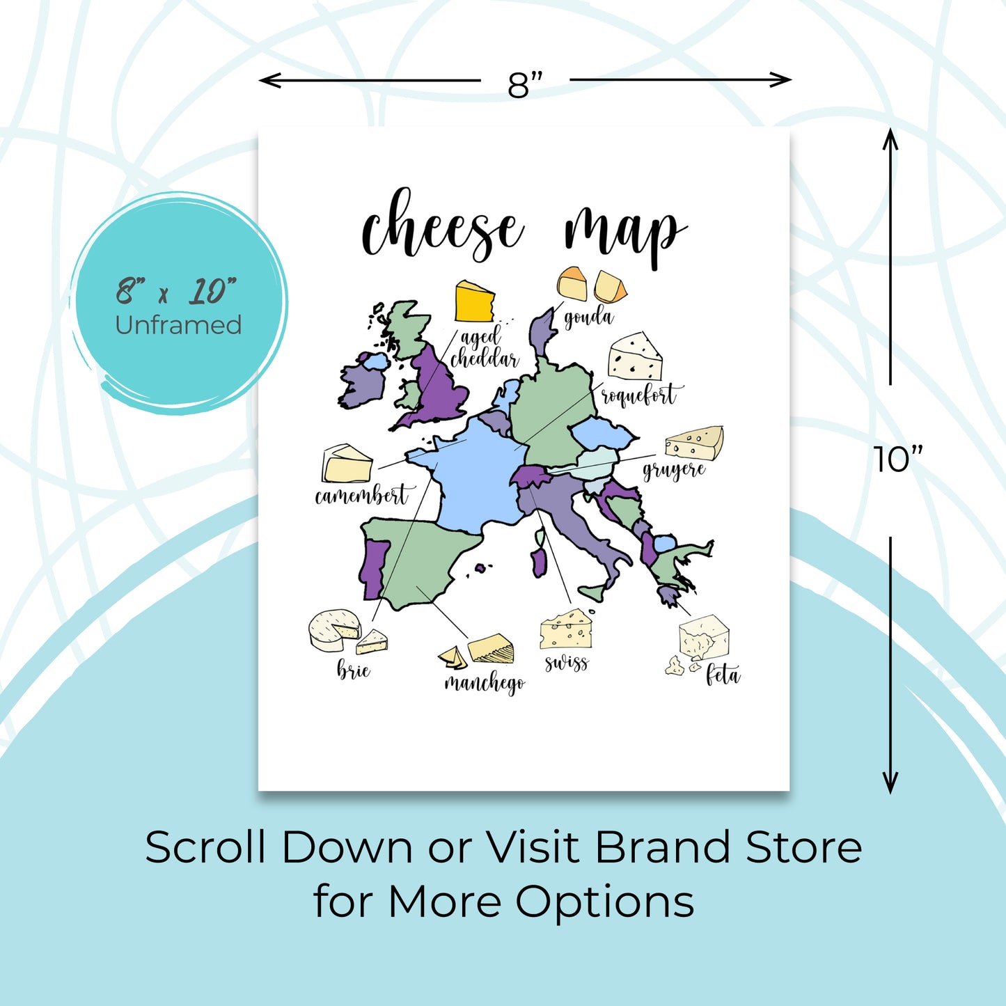 Cheese Map - 8"x10" Wall Print - MoonlightMakers