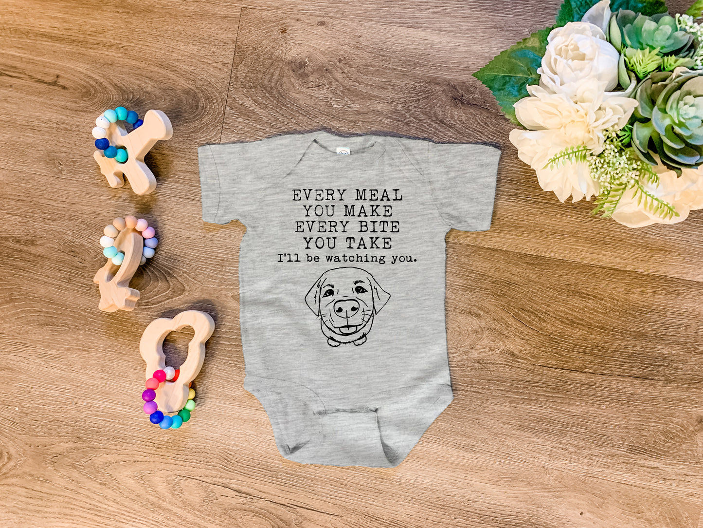 Every Meal You Make, Every Bite You Take, I'll Be Watching You - Onesie - Heather Gray, Chill, or Lavender