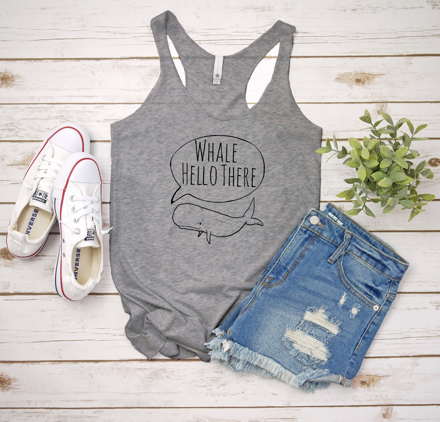 Whale Hello There - Women's Tank - Heather Gray, Tahiti, or Envy