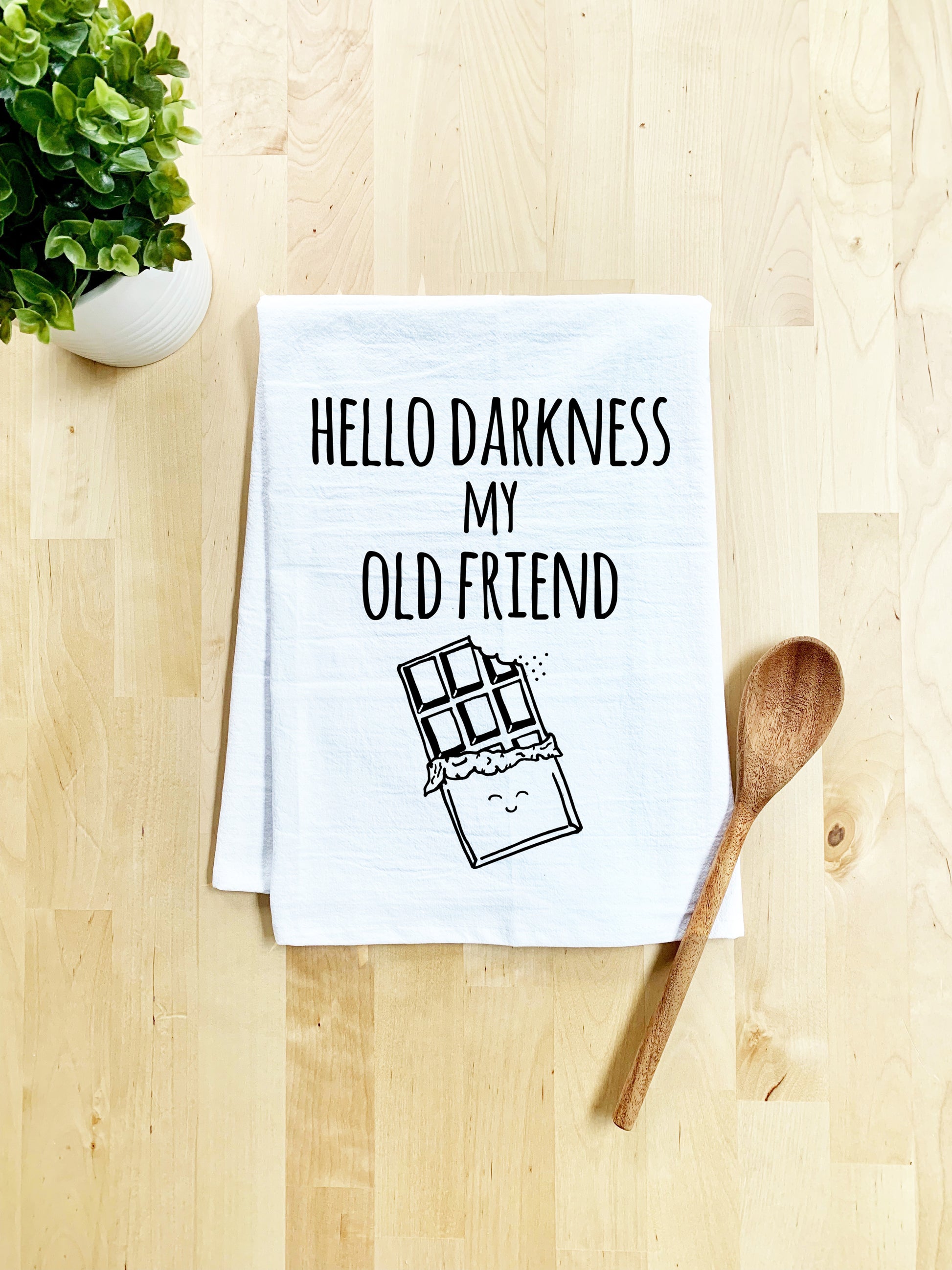 Hello Darkness My Old Friend, Dish Towel - White Or Gray - MoonlightMakers
