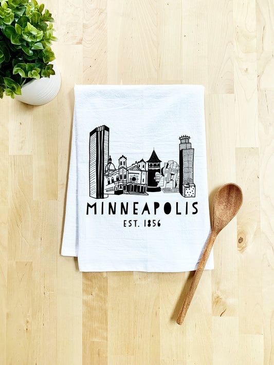Minneapolis (MN) Dish Towel - White Or Gray - MoonlightMakers