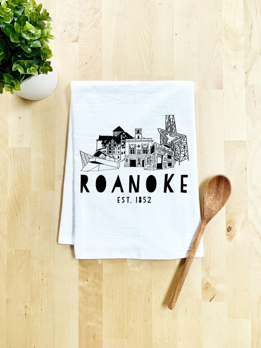 Roanoke, Virginia (VA) Dish Towel - White Or Gray - MoonlightMakers