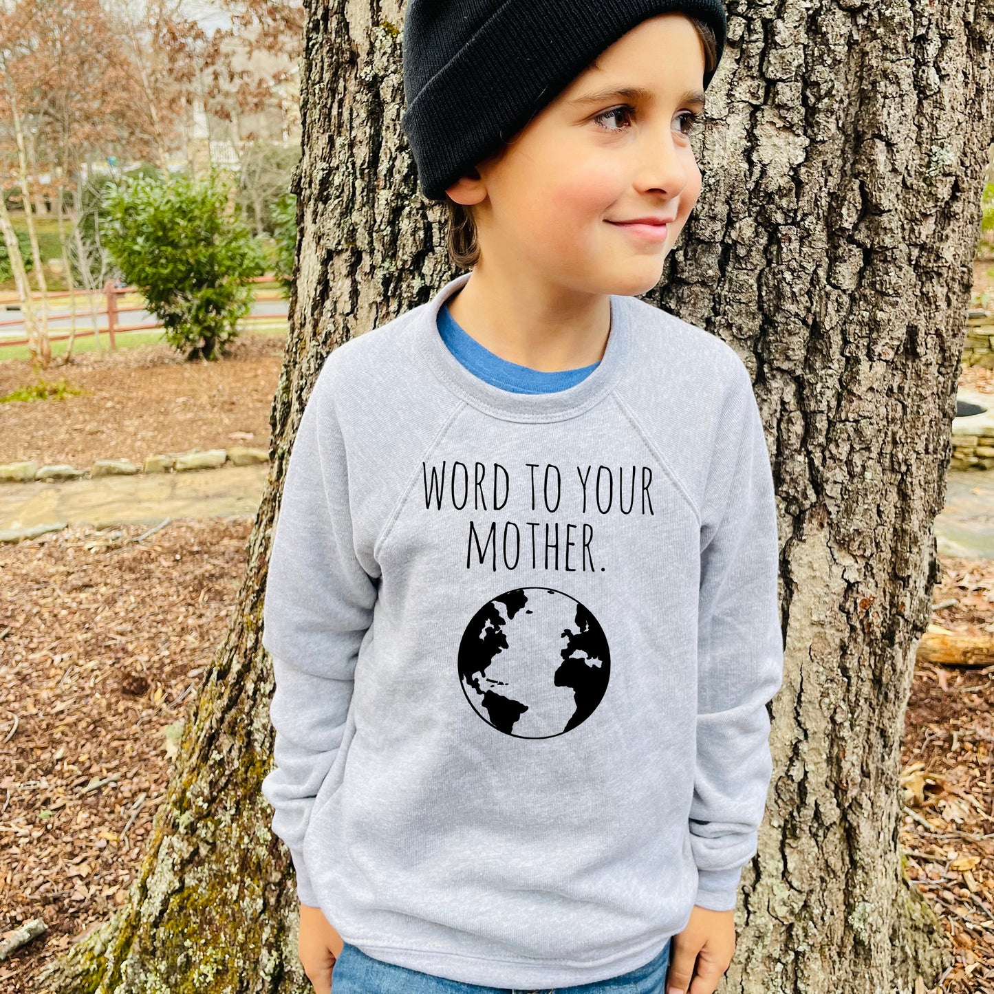 Word to Your Mother (Earth) - Kid's Sweatshirt - Heather Gray or Mauve