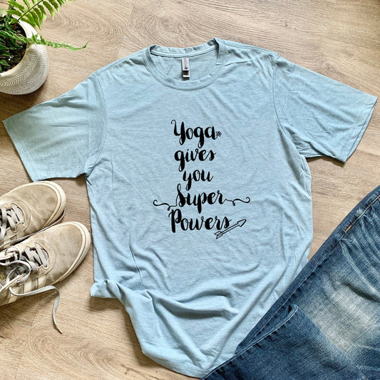 Yoga Gives You Superpowers - Men's / Unisex Tee - Stonewash Blue or Sage