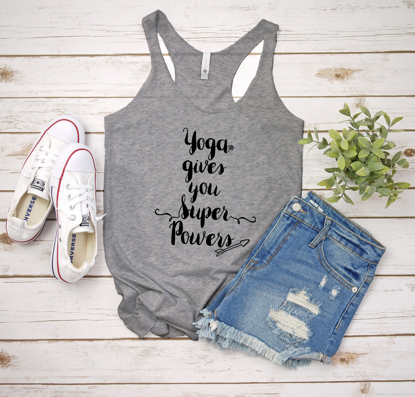 Yoga Gives You Superpowers - Women's Tank - Heather Gray, Tahiti, or Envy