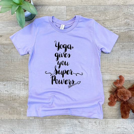 Yoga Gives You Superpowers - Kid's Tee - Columbia Blue or Lavender