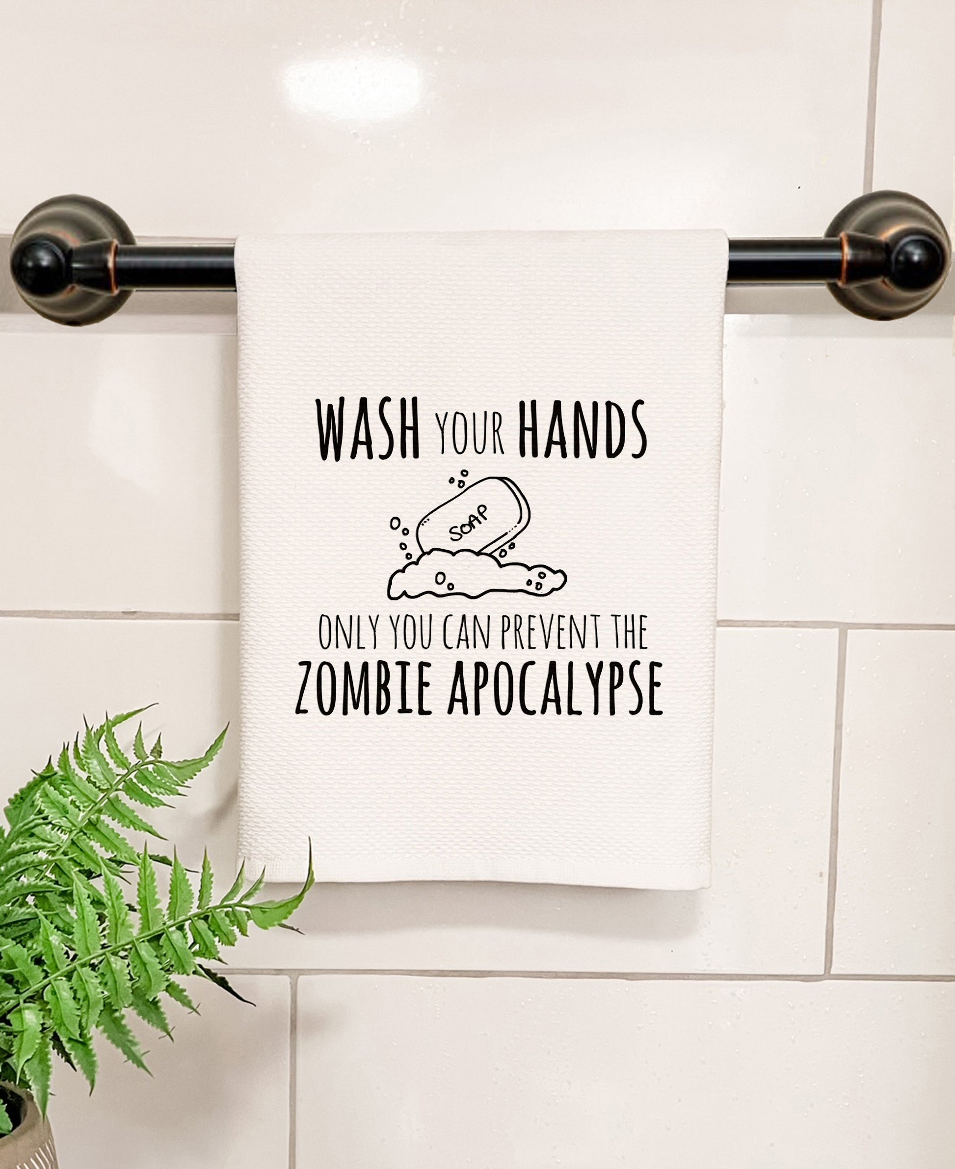 Wash Your Hands, Only You Can Prevent The Zombie Apocalypse - Kitchen/Bathroom Hand Towel (Waffle Weave) - MoonlightMakers