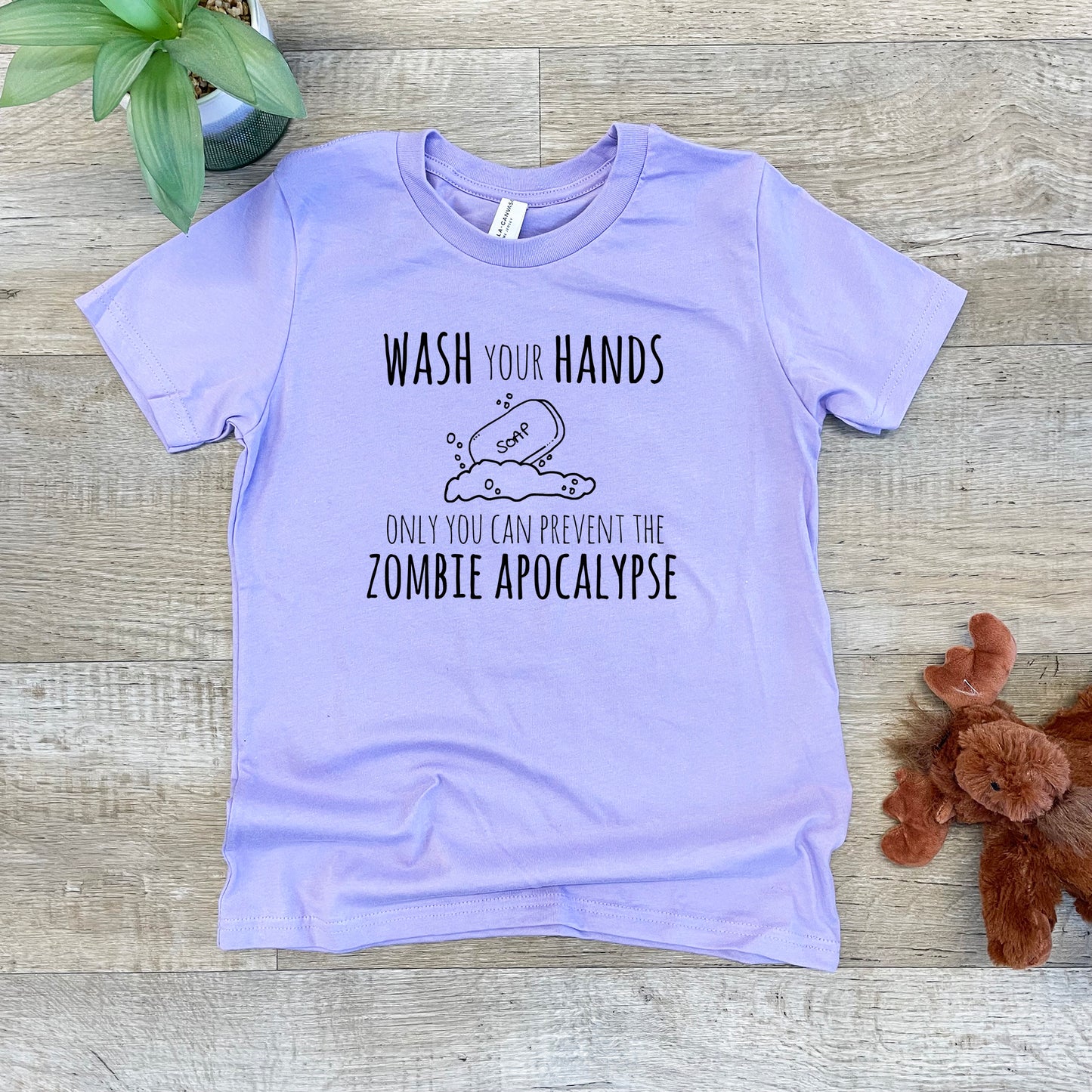 Wash Your Hands Only You Can Prevent The Zombie Apocalypse - Kid's Tee - Columbia Blue or Lavender