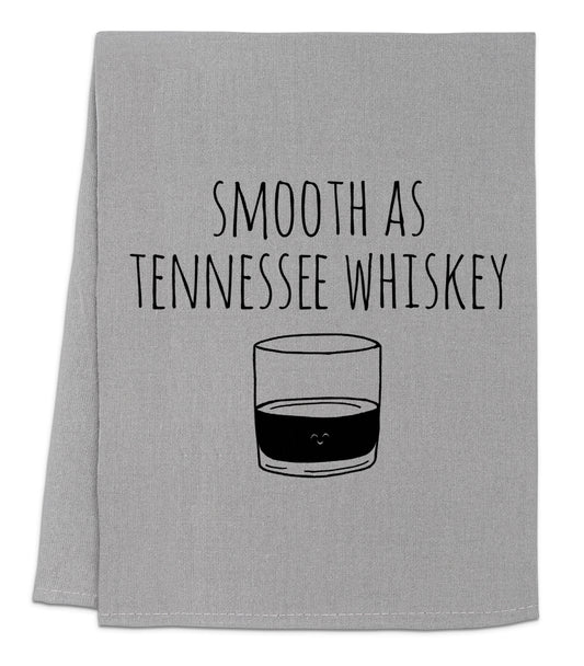 a towel with a glass of whiskey printed on it