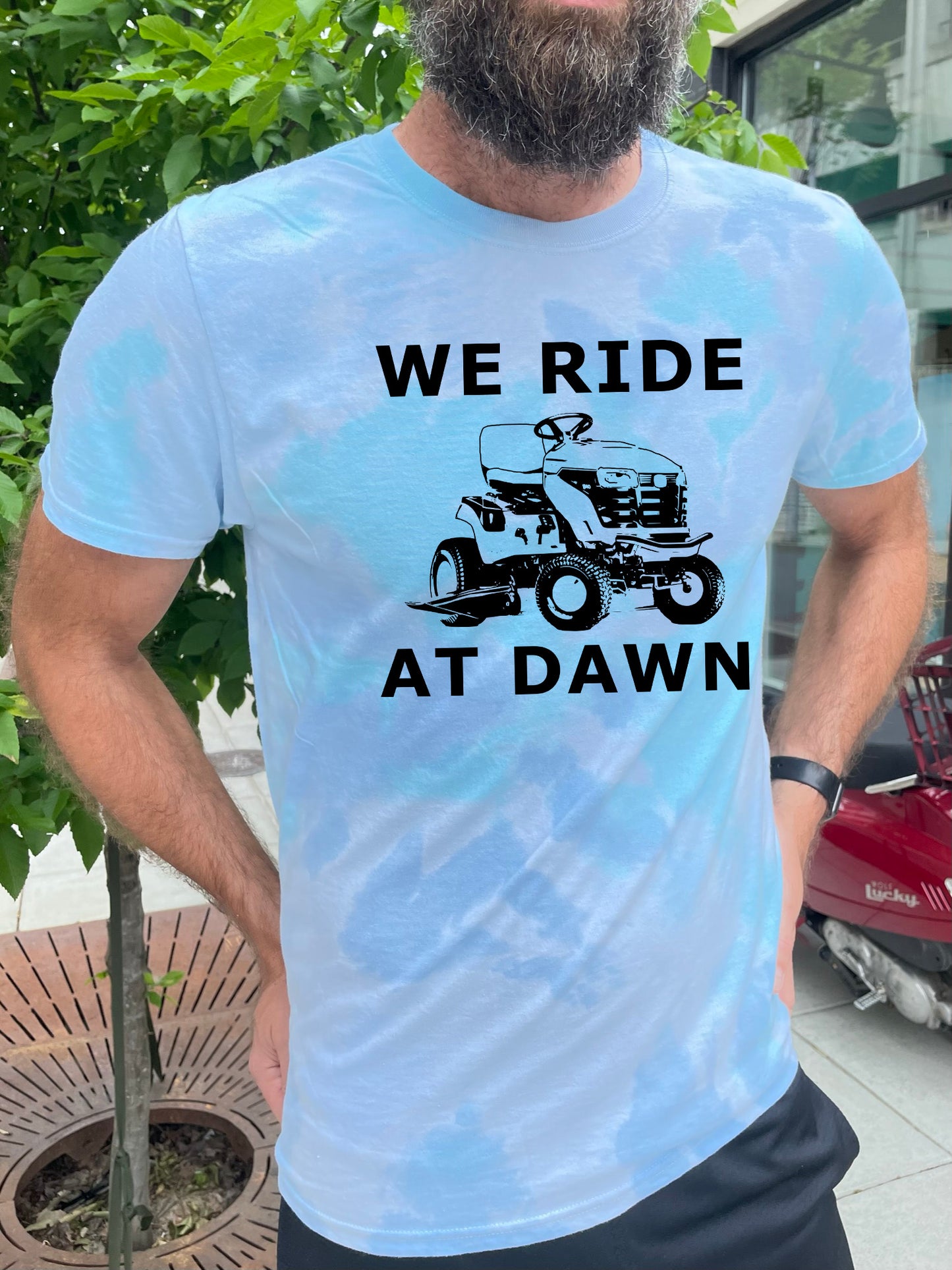 We Ride At Dawn - Mens/Unisex Tie Dye Tee - Blue