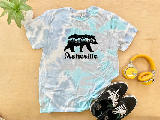 Asheville Bear - Mens/Unisex Tie Dye Tee - Blue