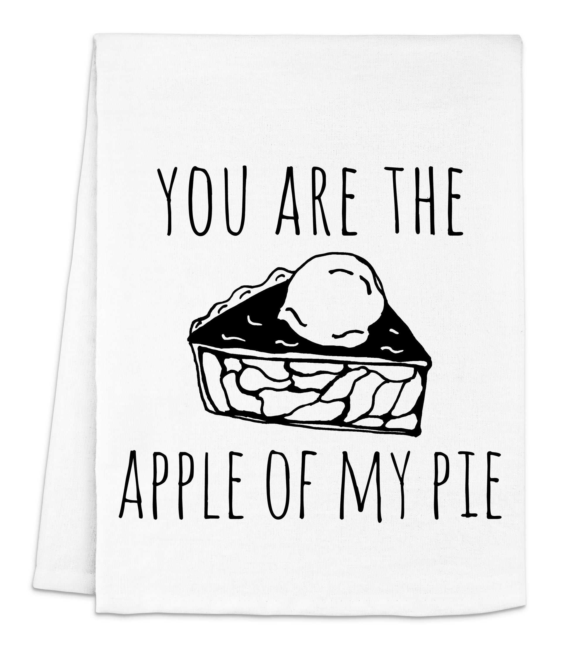 a dish towel with a piece of pie on it