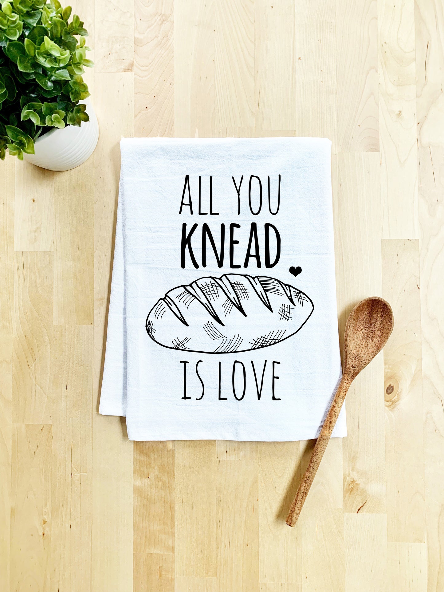 All You Knead Is Love Dish Towel - White Or Gray - MoonlightMakers