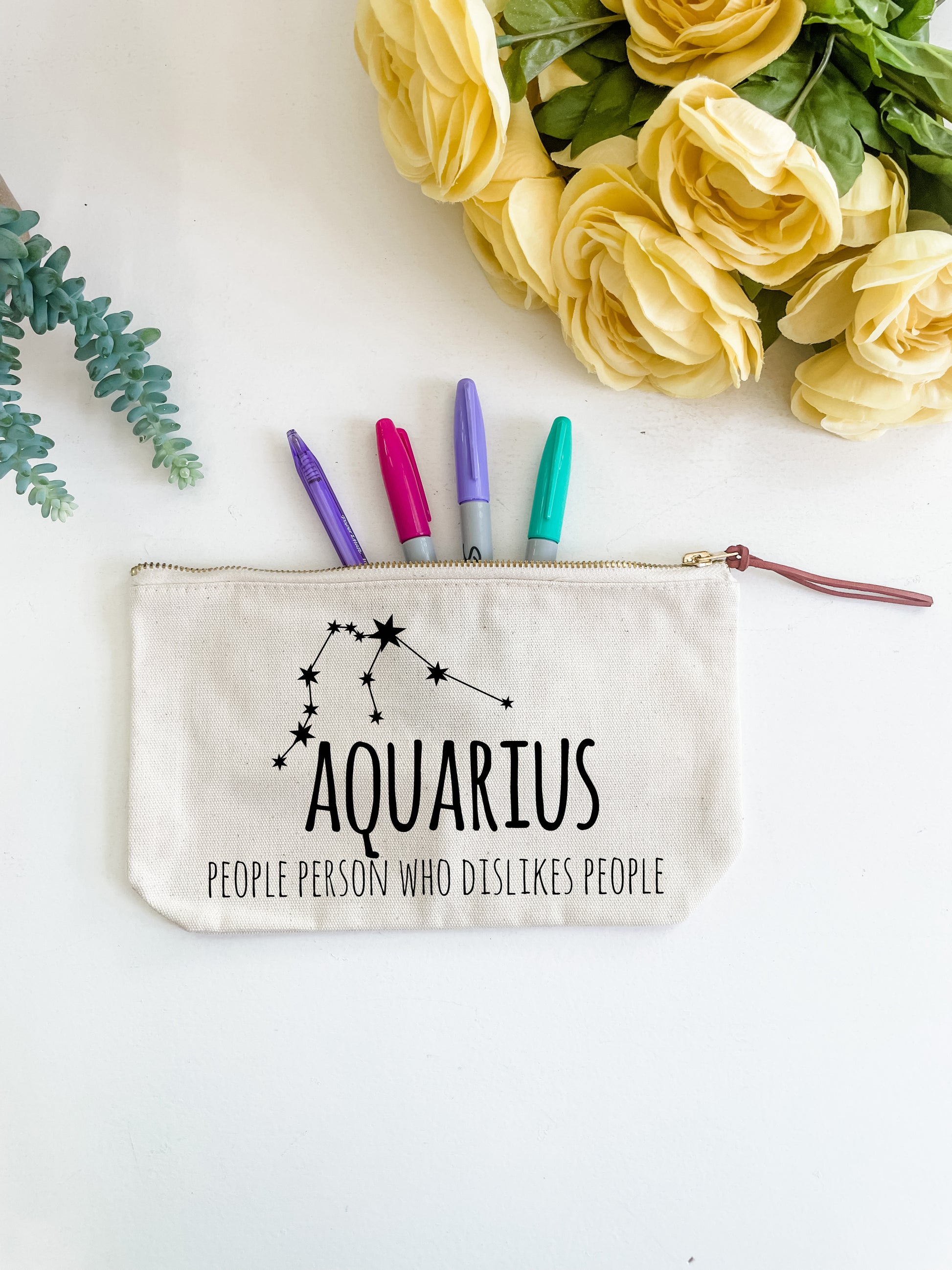 Aquarius (Signs Of The Zodiac) - Canvas Zipper Pouch - MoonlightMakers