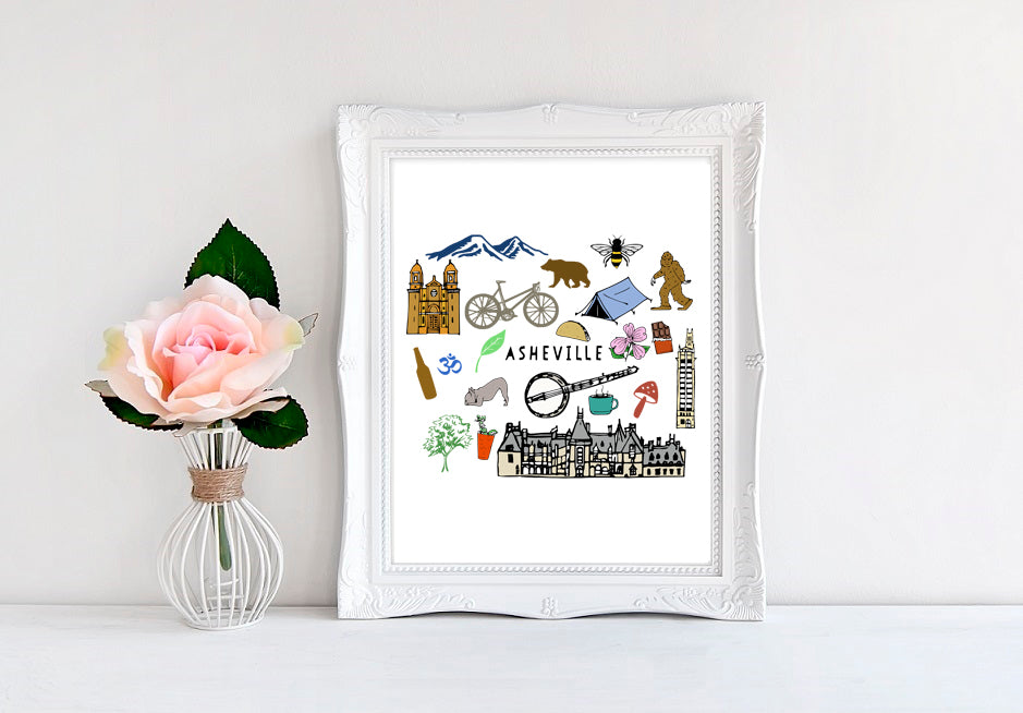 Asheville North Carolina Collage - 8"x10" Wall Print - MoonlightMakers
