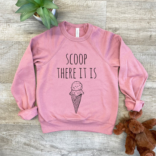 Scoop, There It Is - Kid's Sweatshirt - Heather Gray or Mauve