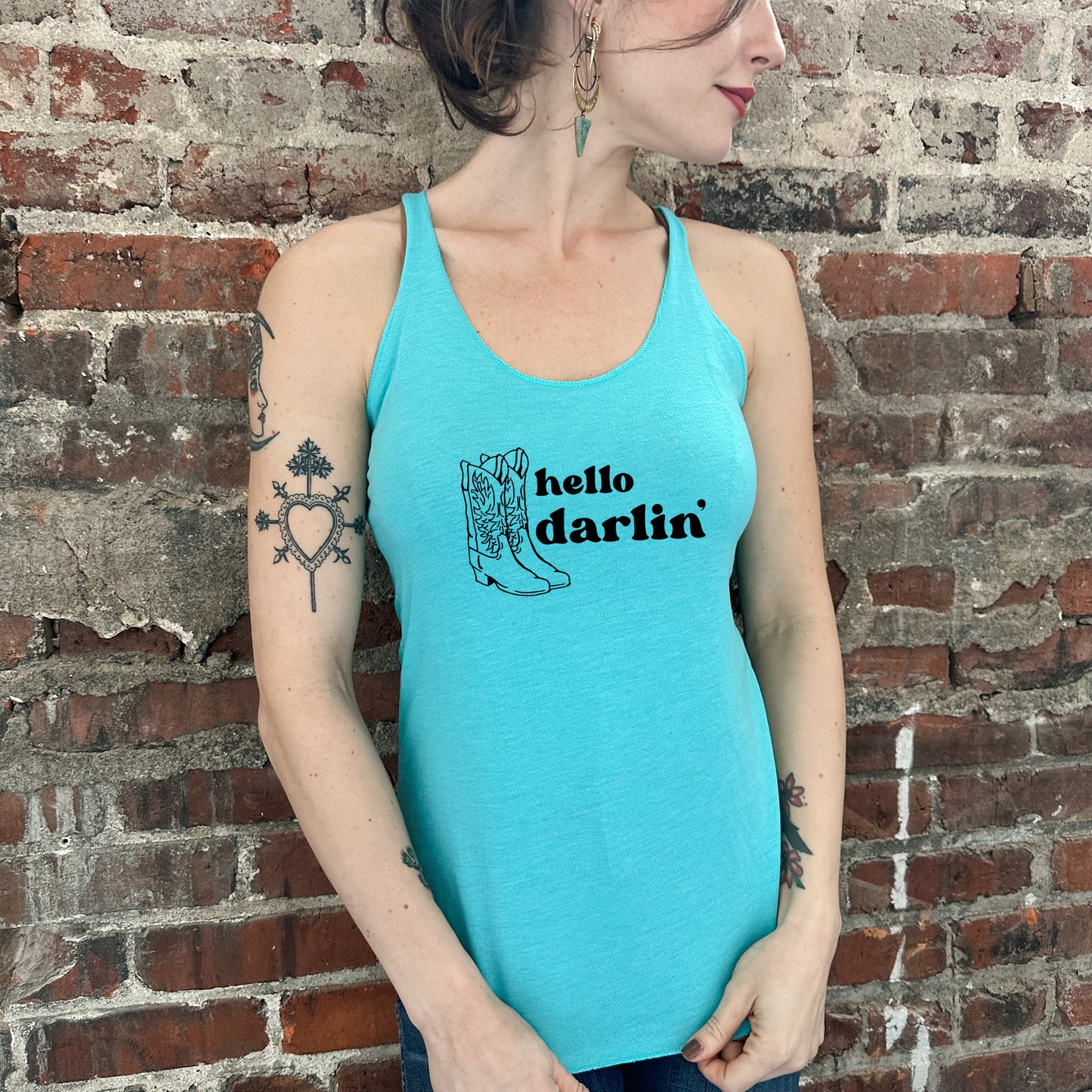 Hello Darlin' - Women's Tank - Heather Gray, Tahiti, or Envy