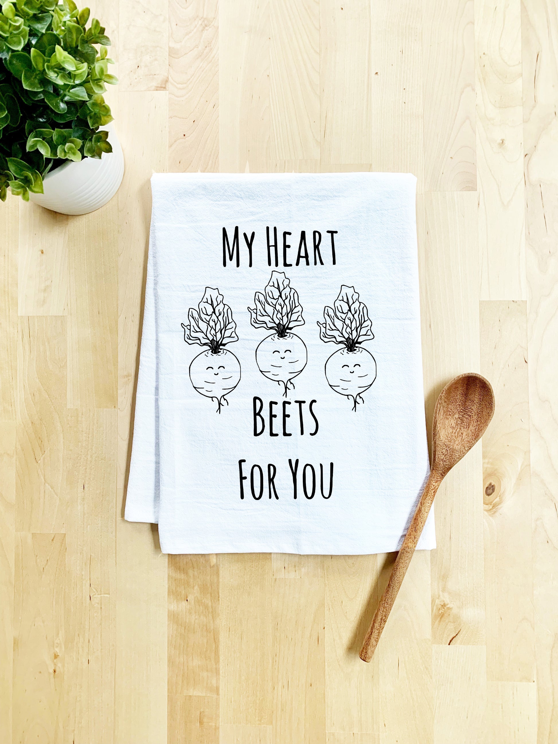 My Heart Beets for You Dish Towel - White Or Gray - MoonlightMakers