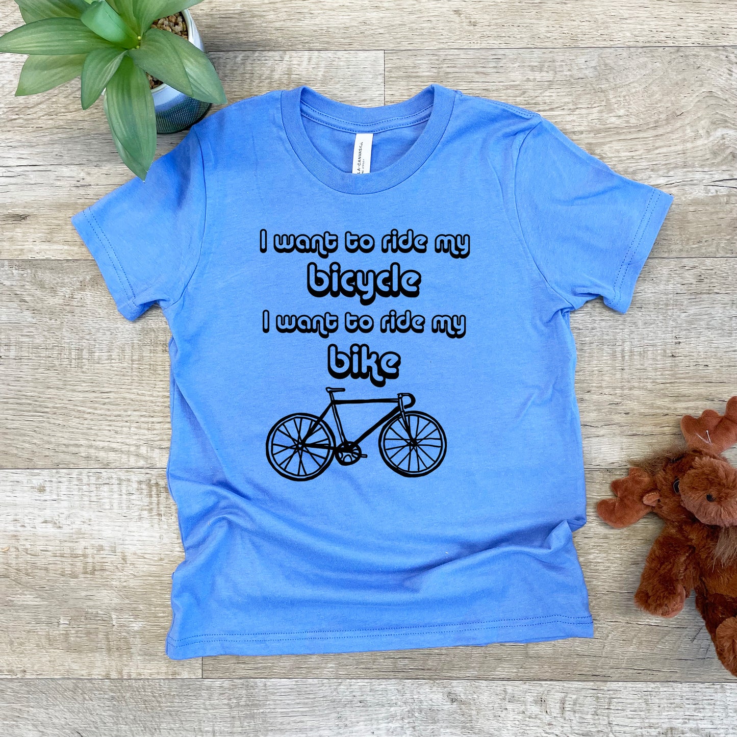 I Want To Ride My Bicycle, I Want To Ride My Bike - Kid's Tee - Columbia Blue or Lavender