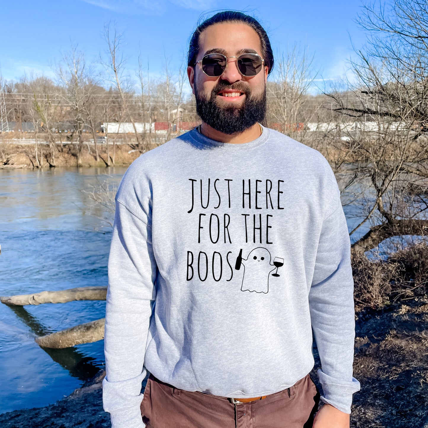 Just Here For The Boos (Halloween) - Unisex Sweatshirt - Heather Gray or Dusty Blue