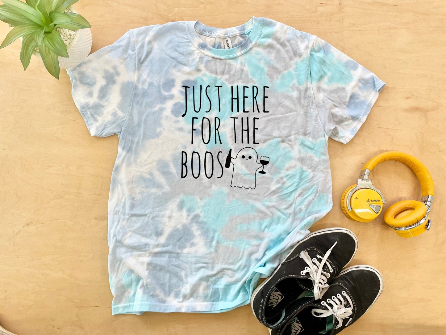 Just Here For The Boos (Halloween) - Mens/Unisex Tie Dye Tee - Blue