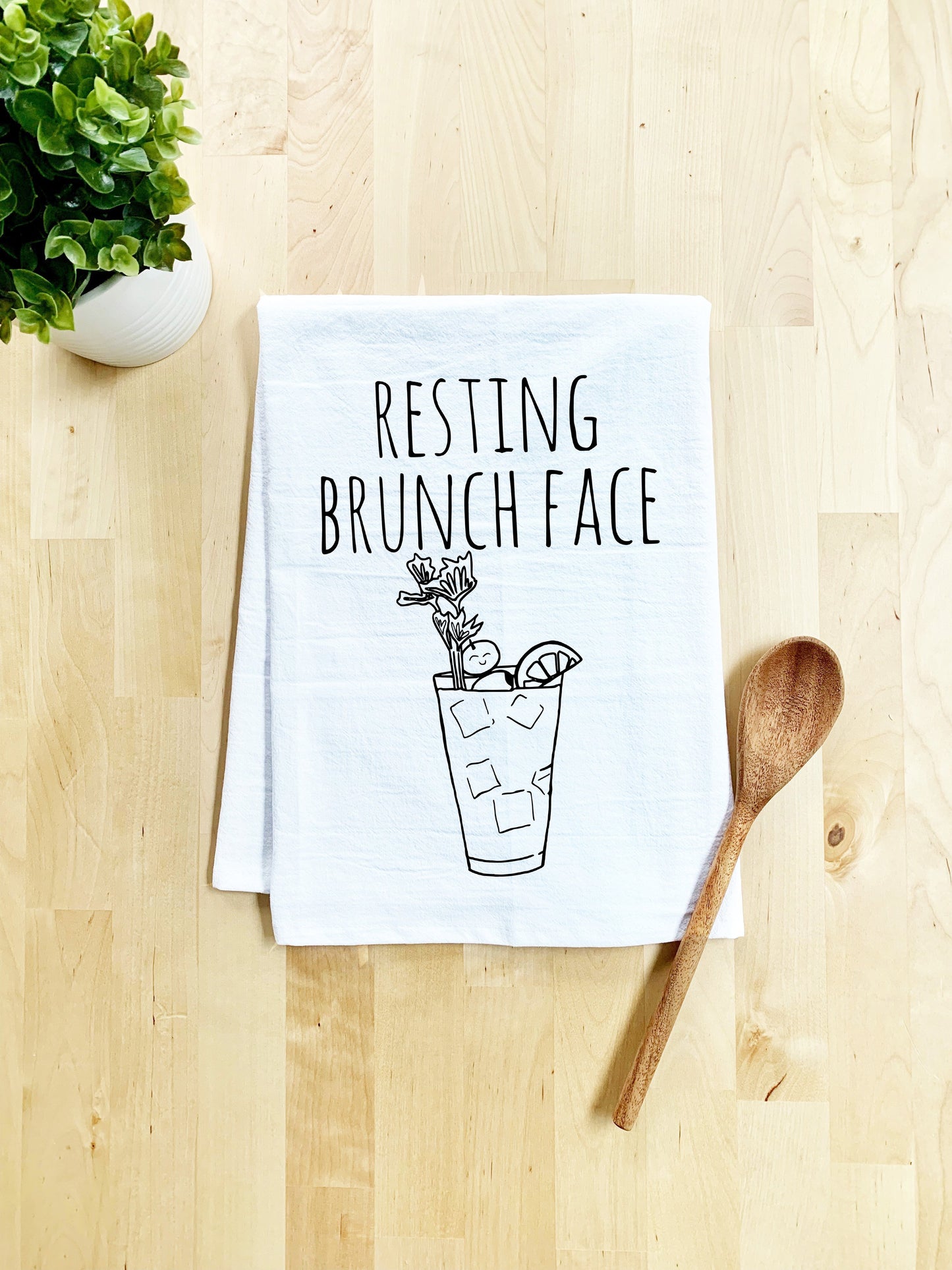 Resting Brunch Face Dish Towel - White Or Gray