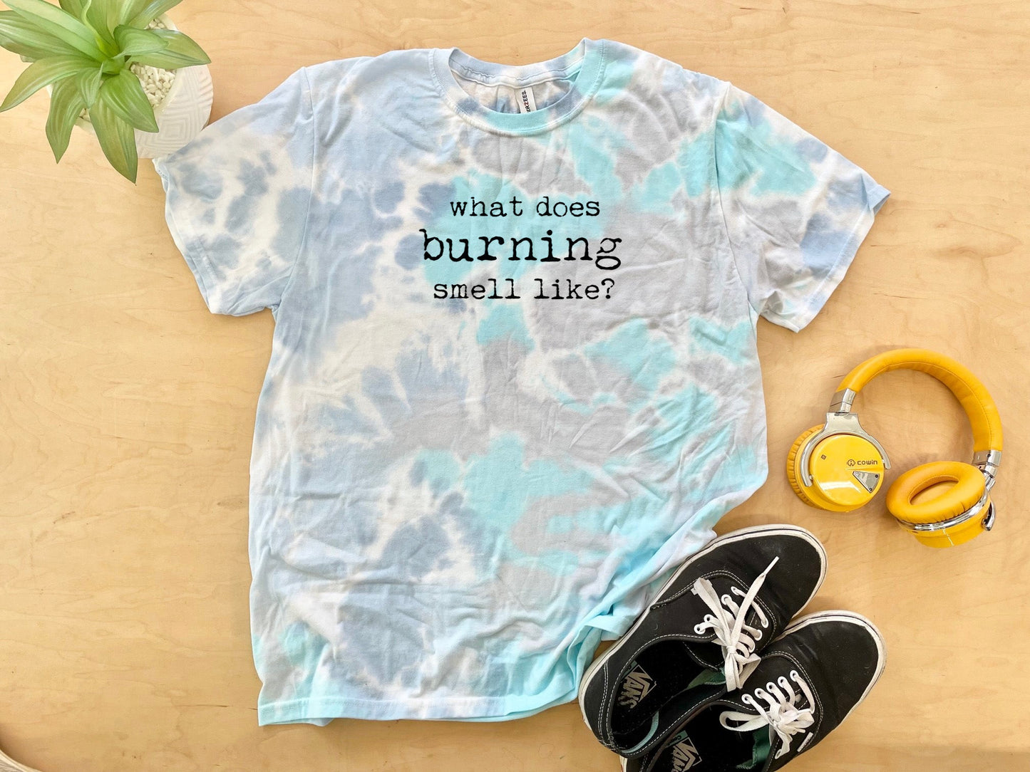 What Does Burning Smell Like? (Schitt's Creek) - Mens/Unisex Tie Dye Tee - Blue