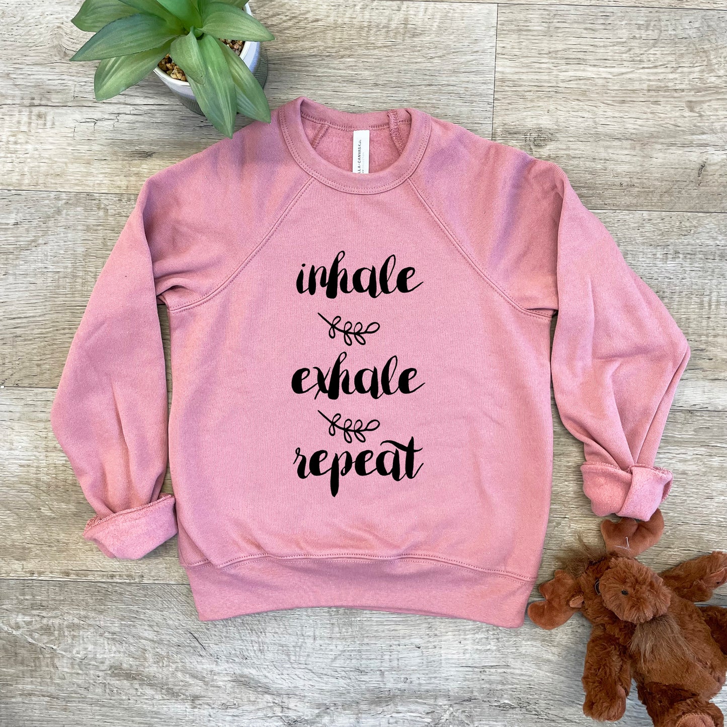 Inhale, Exhale, Repeat - Kid's Sweatshirt - Heather Gray or Mauve