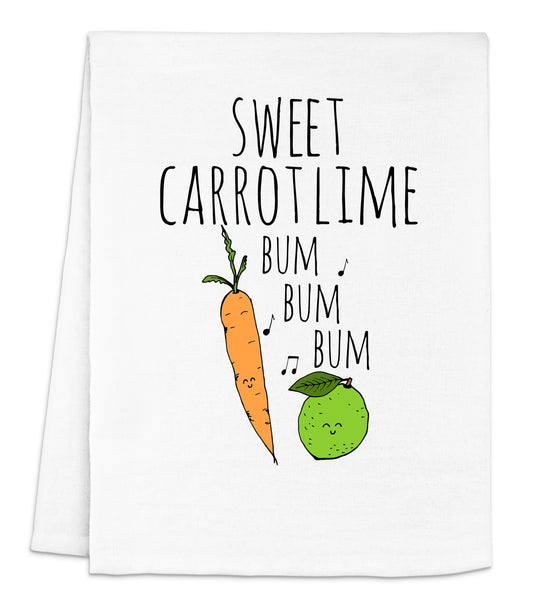 a napkin with a carrot and a lime on it